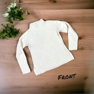 BANANA REPUBLIC High Neck Cotton Cable Knit Pull Over Sweater Ivory Sz M